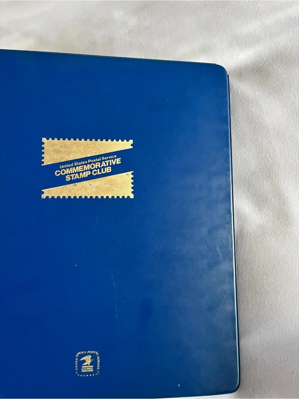 USPS Commemorative Stamp Club 3 Ring Binder Blue Vintage Postal Album 11.5x10
